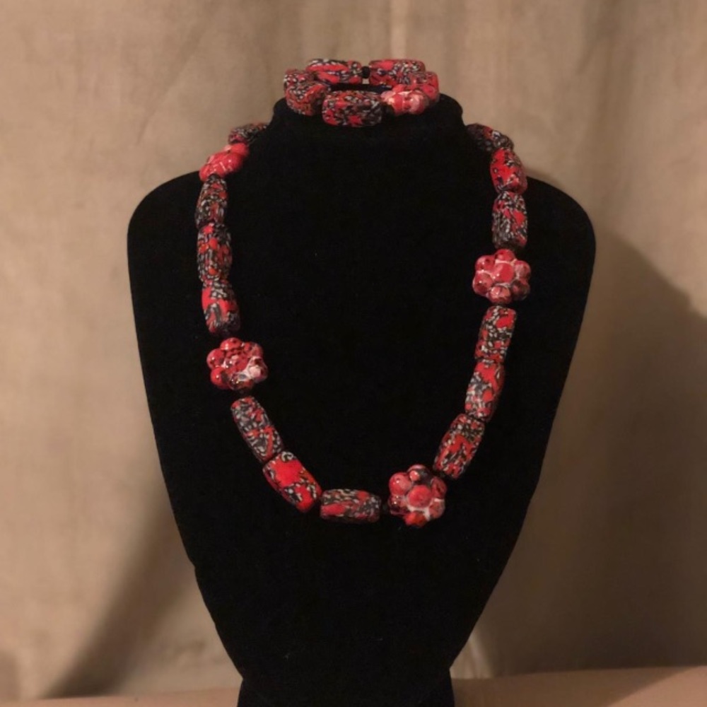 Two piece set African beads- necklace and bracelet